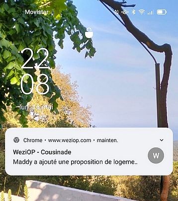 Une notification WeziOP sur mobile