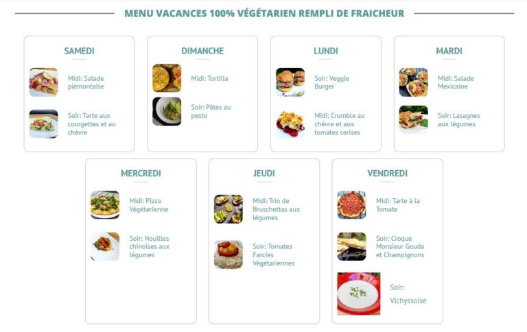 Menu Végétarien été