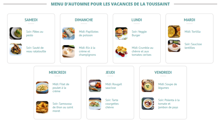 Menu d'automne pour les vacances de la Toussaint